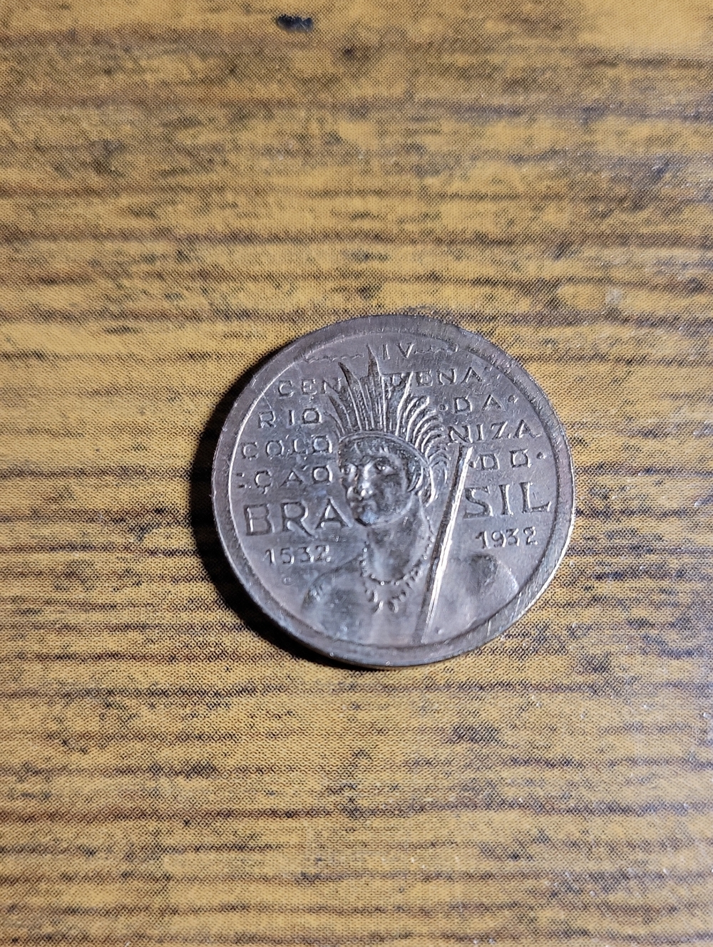Vintage 1932 Brazilian 100 Reis Commerative Coin- Silver Tones